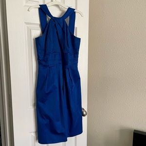 Blue, halter, short bridesmaid dress